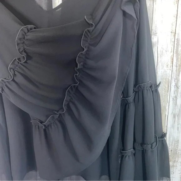 Show Me Your Mumu Nicolette Sheer Black Blouse Wide Sleeve Boho Western XS - Picture 5 of 8